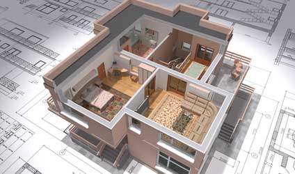 house layout on blueprint